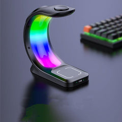 4 In 1 Magnetic Wireless Charger For Smart Phone Charging Station w/Atmosphere Light