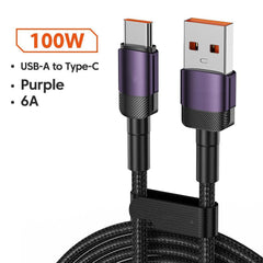 Data Cable PD100W Quick Charge Cable USB Charging Cable