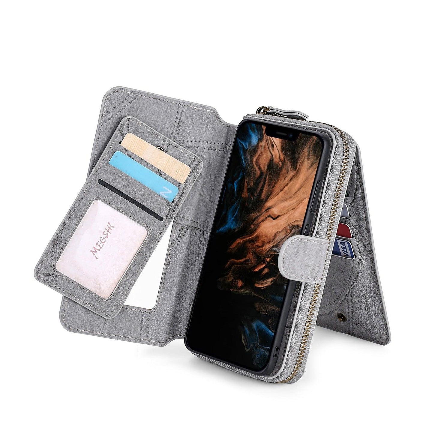 iPhone Wallet Leather Case Multi Function Card Case with Strap - Mobile Gadget HQ
