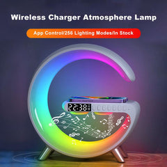 Bluetooth Speaker Wireless Charger Bedside Atmosphere Lamp Alarm Clock