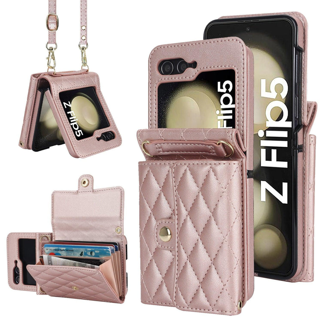Crossbody Leather Case for Z Flip Phone Protective Case - Mobile Gadget HQ