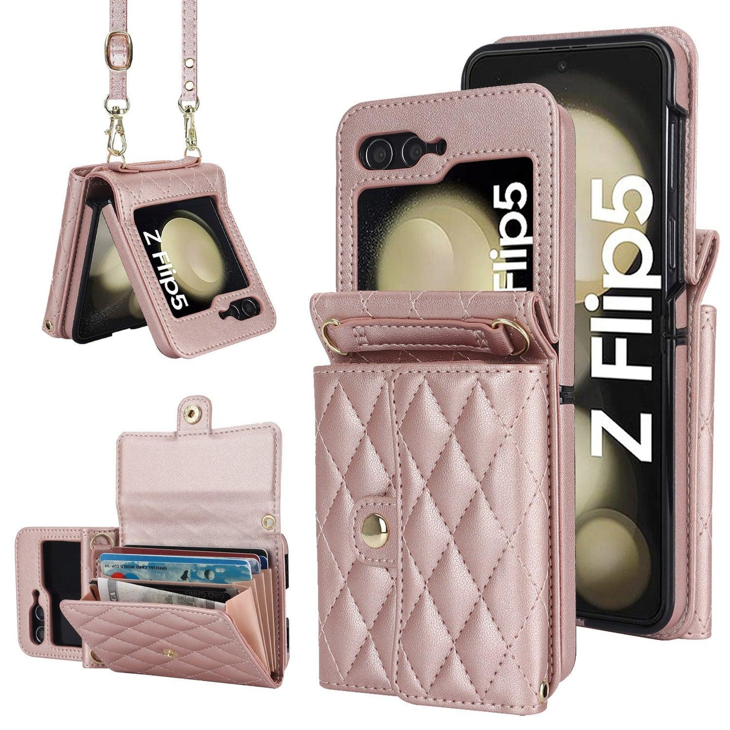 Crossbody Leather Case for Z Flip Phone Protective Case - Mobile Gadget HQ