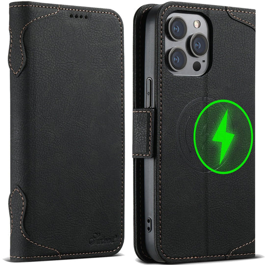 iPhone Magnetic Magsafe Leather Case With Card Holder - Mobile Gadget HQ