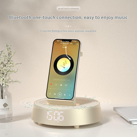 Wireless Charger Bluetooth Speaker Clock Alarm For Phone Headset Watch - Mobile Gadget HQ