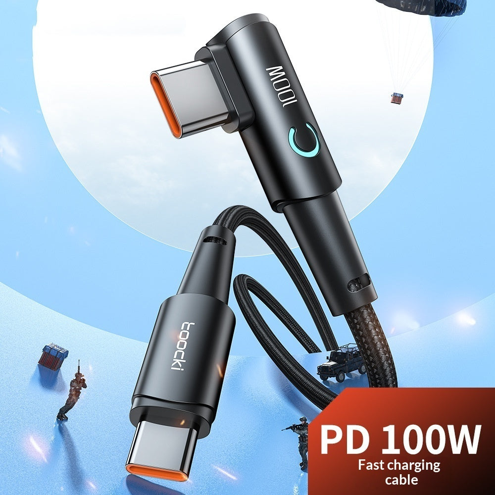 90 Degree 100W Fast-Charging Type-C Data & Charging Cable