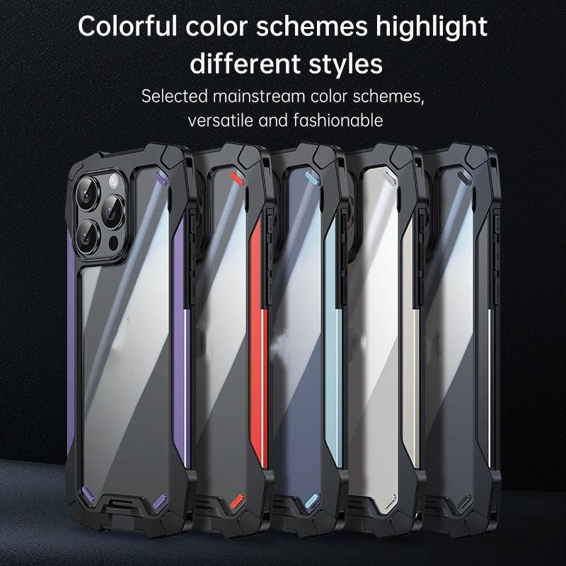 iPhone 15 Armor Case Transparent Metal Case - Mobile Gadget HQ