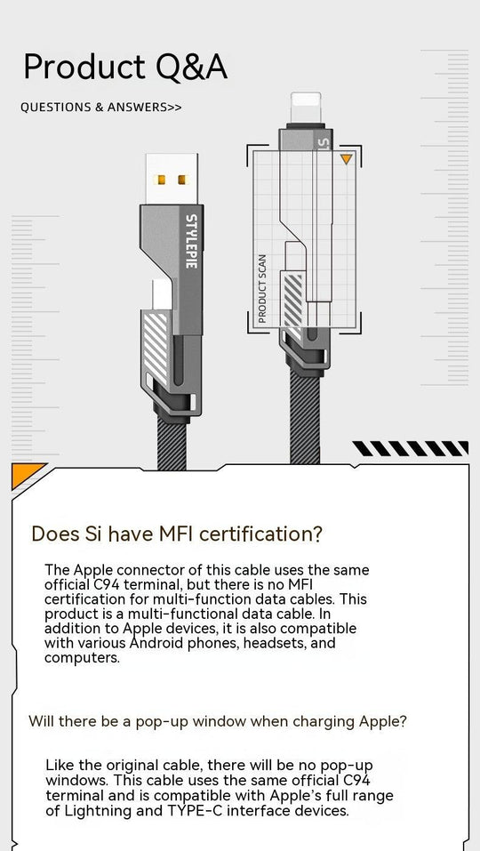 Four-in-one Fast Charge Data Cable For Samsung iPhone Google - Mobile Gadget HQ