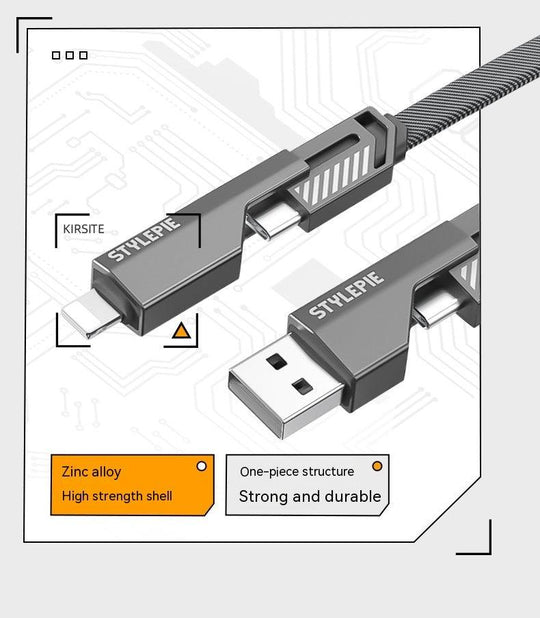 Four-in-one Fast Charge Data Cable For Samsung iPhone Google - Mobile Gadget HQ