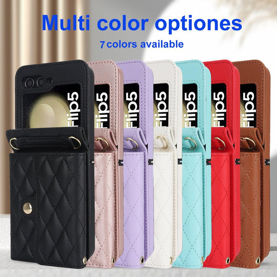 Crossbody Leather Case for Z Flip Phone Protective Case - Mobile Gadget HQ