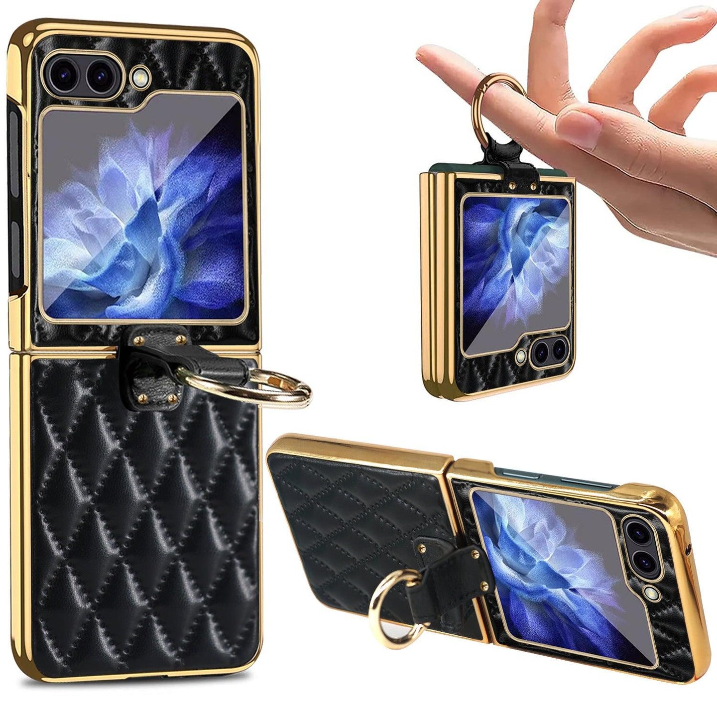Luxury Diamond Ring Bracket Phone Case for Z Flip 5 - Mobile Gadget HQ