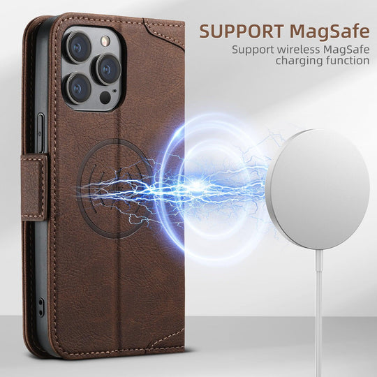 iPhone Magnetic Magsafe Leather Case With Card Holder - Mobile Gadget HQ