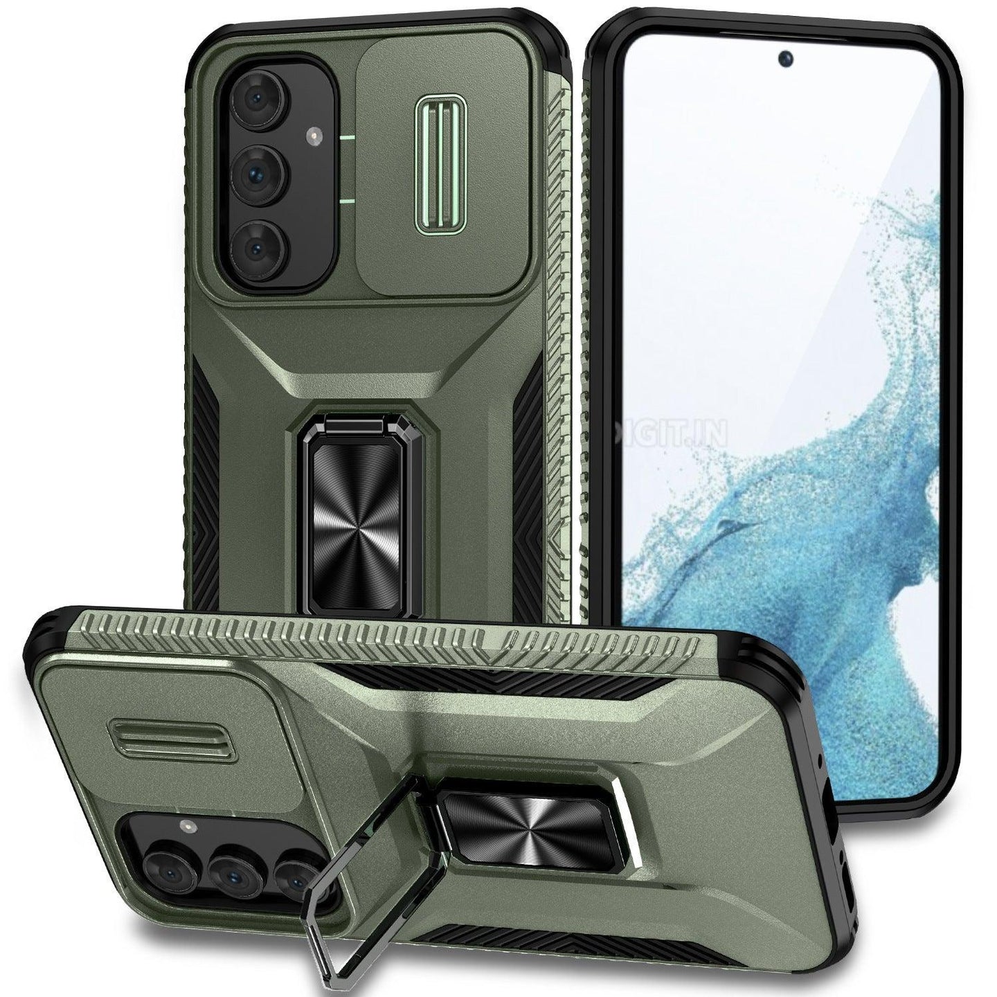 Sliding Camera Cover Shockproof Case with Ring Holder For Google Pixel - Mobile Gadget HQ