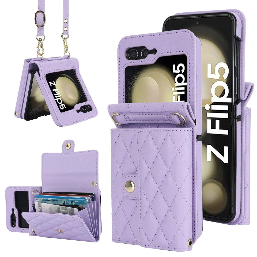 Crossbody Leather Case for Z Flip Phone Protective Case - Mobile Gadget HQ