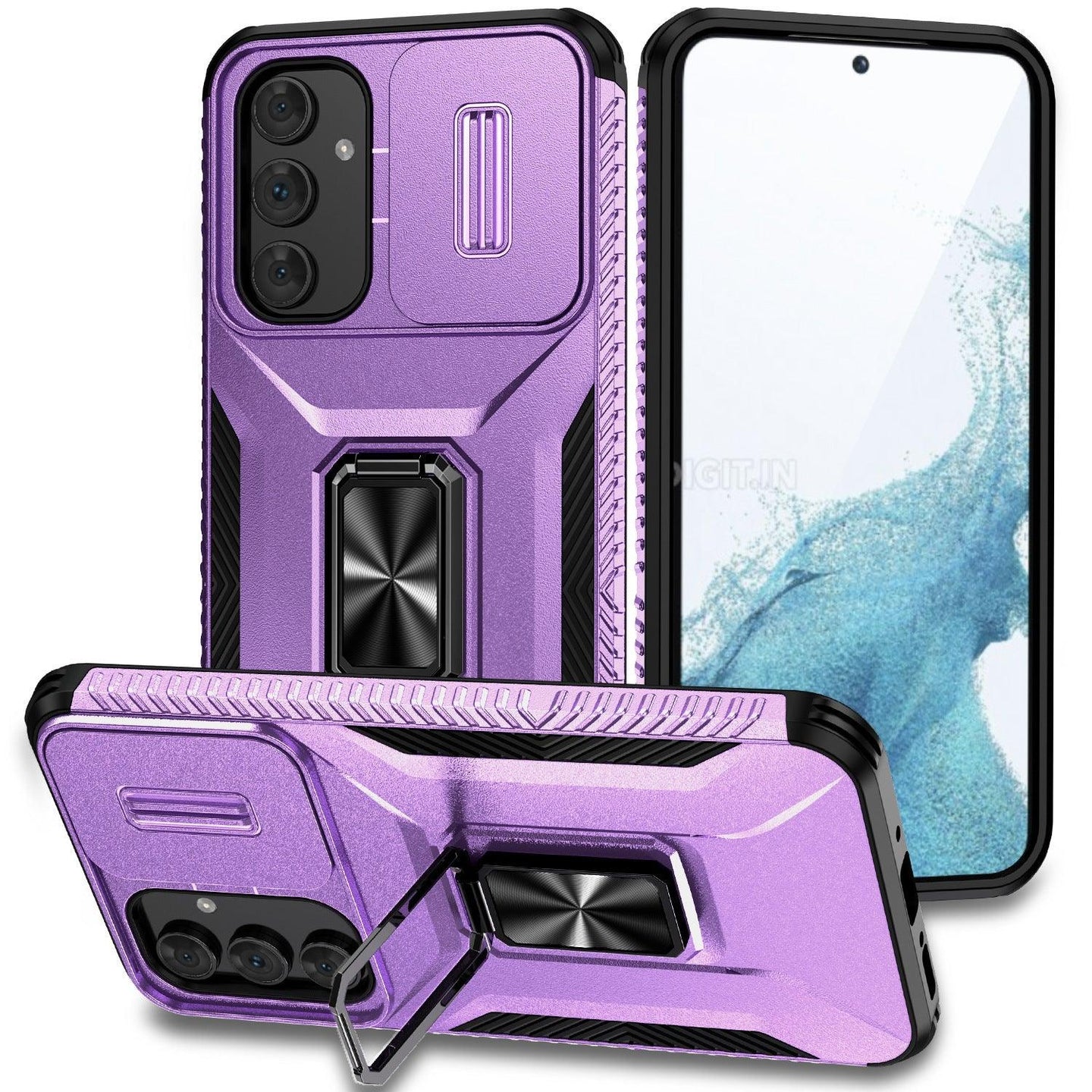 Sliding Camera Cover Shockproof Case with Ring Holder For Google Pixel - Mobile Gadget HQ