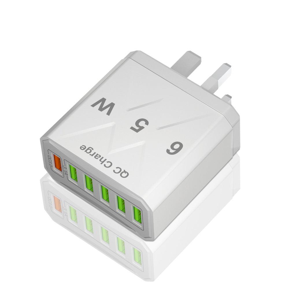 65W Fast Charging Mobile Phone Charger 6USB Multi Port Travel Charger - Mobile Gadget HQ