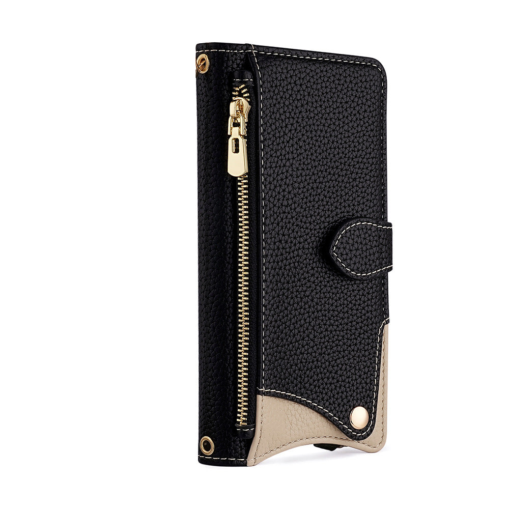 Black iPhone Card Holder Case With Lanyard