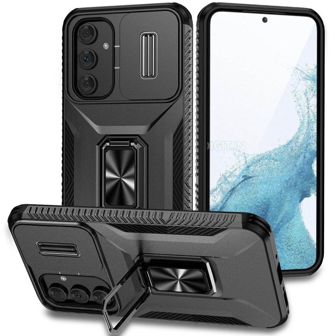 Sliding Camera Cover Shockproof Case with Ring Holder For Google Pixel - Mobile Gadget HQ