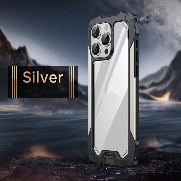 iPhone 15 Armor Case Transparent Metal Case - Mobile Gadget HQ