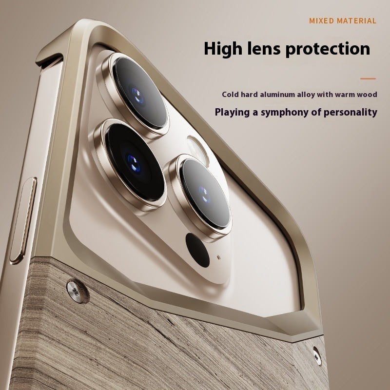 luxury aluminum metal wood case for iphone 15