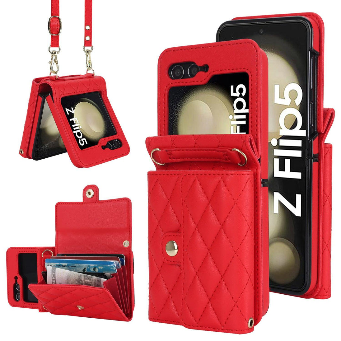 Crossbody Leather Case for Z Flip Phone Protective Case - Mobile Gadget HQ