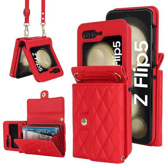 Crossbody Leather Case for Z Flip Phone Protective Case - Mobile Gadget HQ