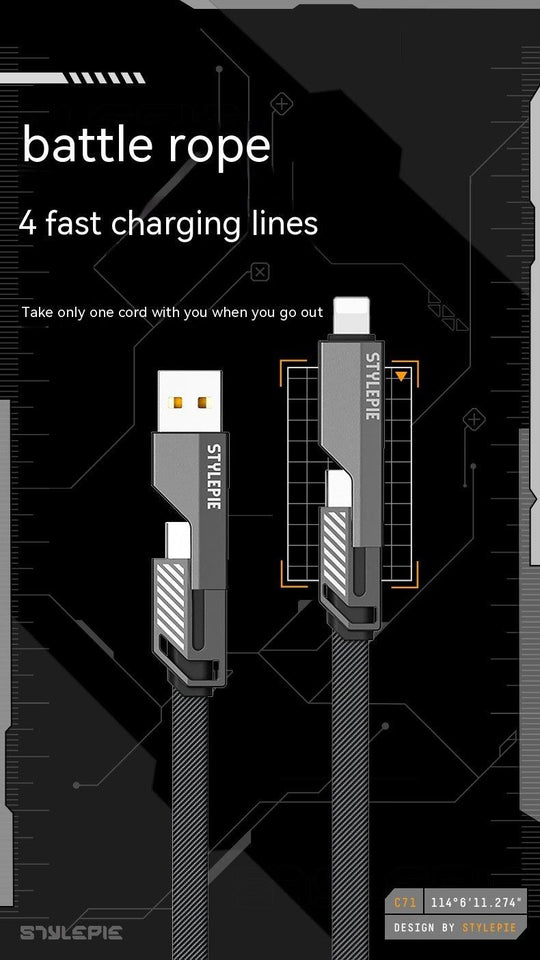 Four-in-one Fast Charge Data Cable For Samsung iPhone Google - Mobile Gadget HQ