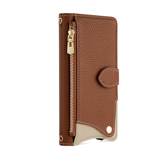 Brown iPhone Card Holder Case With Lanyard