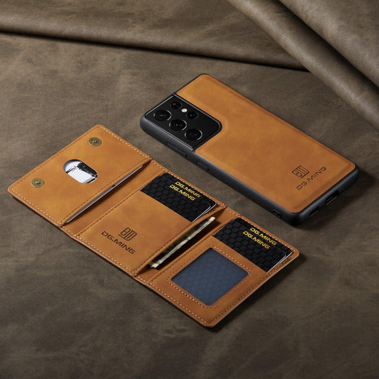 Samsung Galaxy Magnetic Magsafe Protective Leather Case With Card Holder - Mobile Gadget HQ