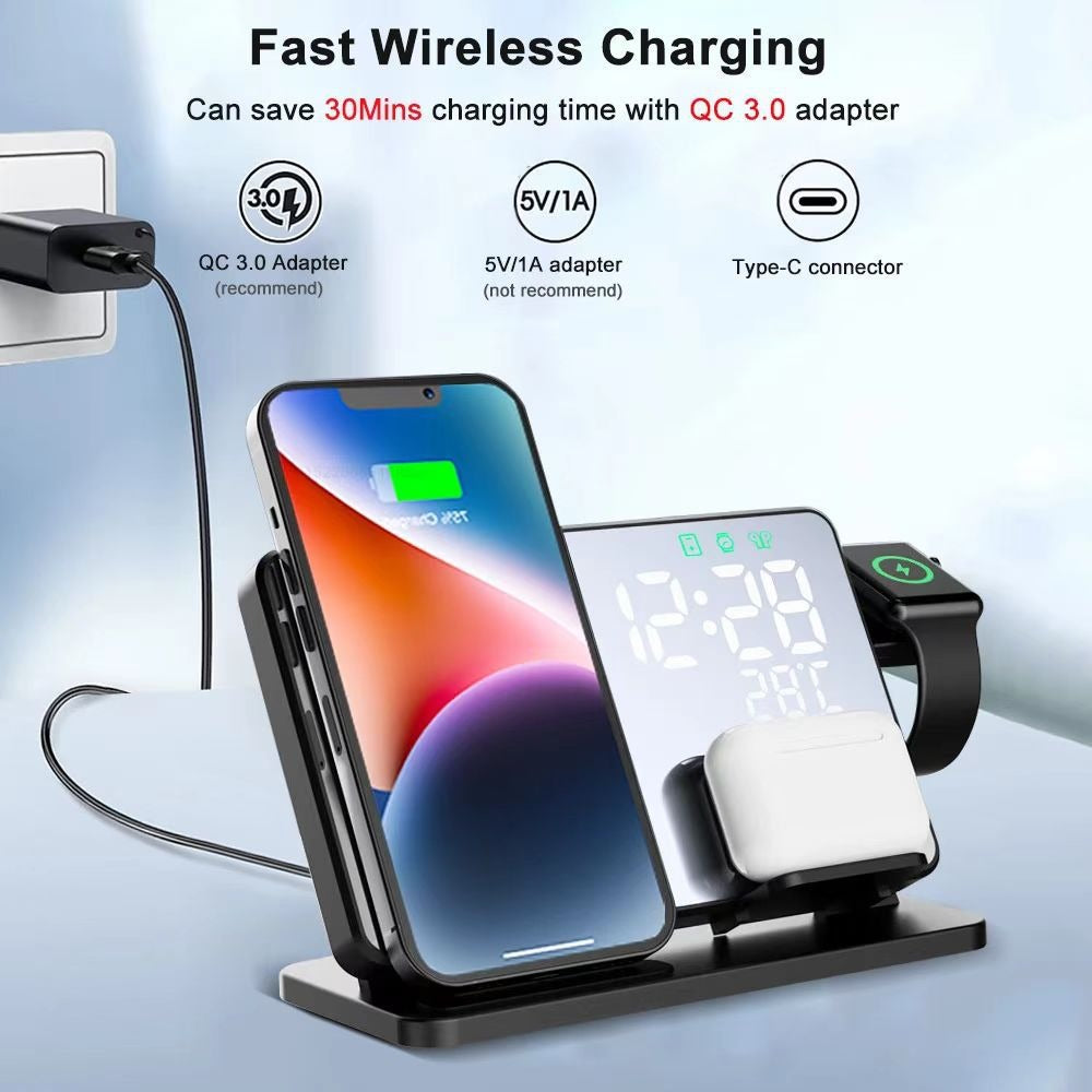 LED Digital Clock with Wireless Charger