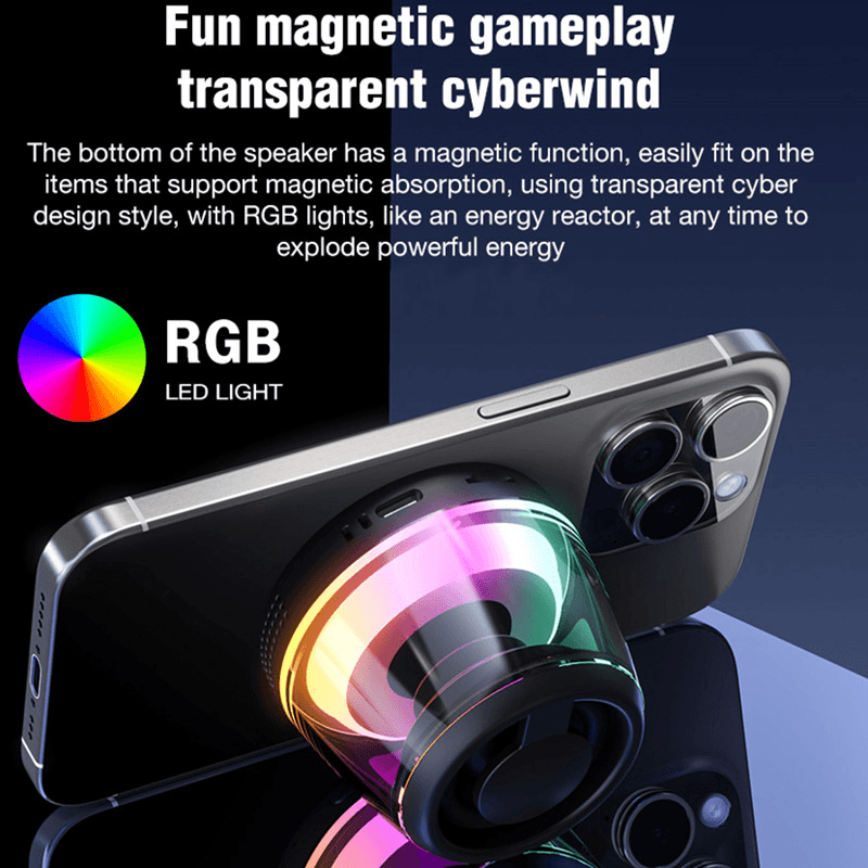 Magnetic Portable RGB Light Bluetooth Speaker Phone Holder - Mobile Gadget HQ