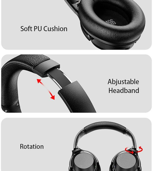 Wireless ANC Noise Canceling Headset Over Ear Bluetooth Headphone(Black) - Mobile Gadget HQ