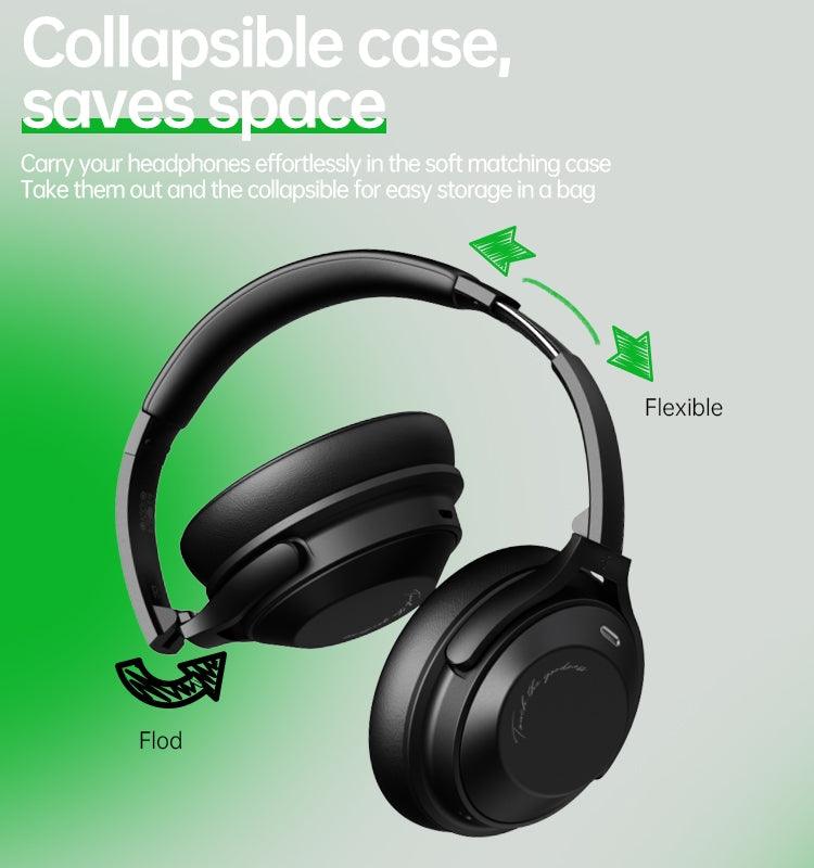 Wireless ANC Noise Canceling Headset Over Ear Bluetooth Headphone(White) - Mobile Gadget HQ