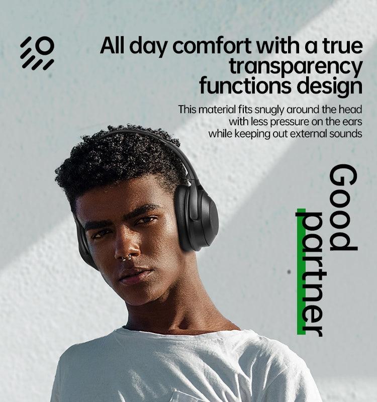 Wireless ANC Noise Canceling Headset Over Ear Bluetooth Headphone(White) - Mobile Gadget HQ