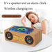 Wooden speaker with digital clock and wireless charging pad
