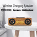 Wooden wireless charging speaker with digital clock