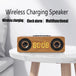 Wooden wireless charging speaker with digital clock