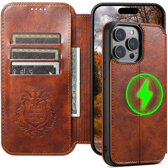 Magnetic Wireless Charger Protective Leather iPhone Case - Mobile Gadget HQ