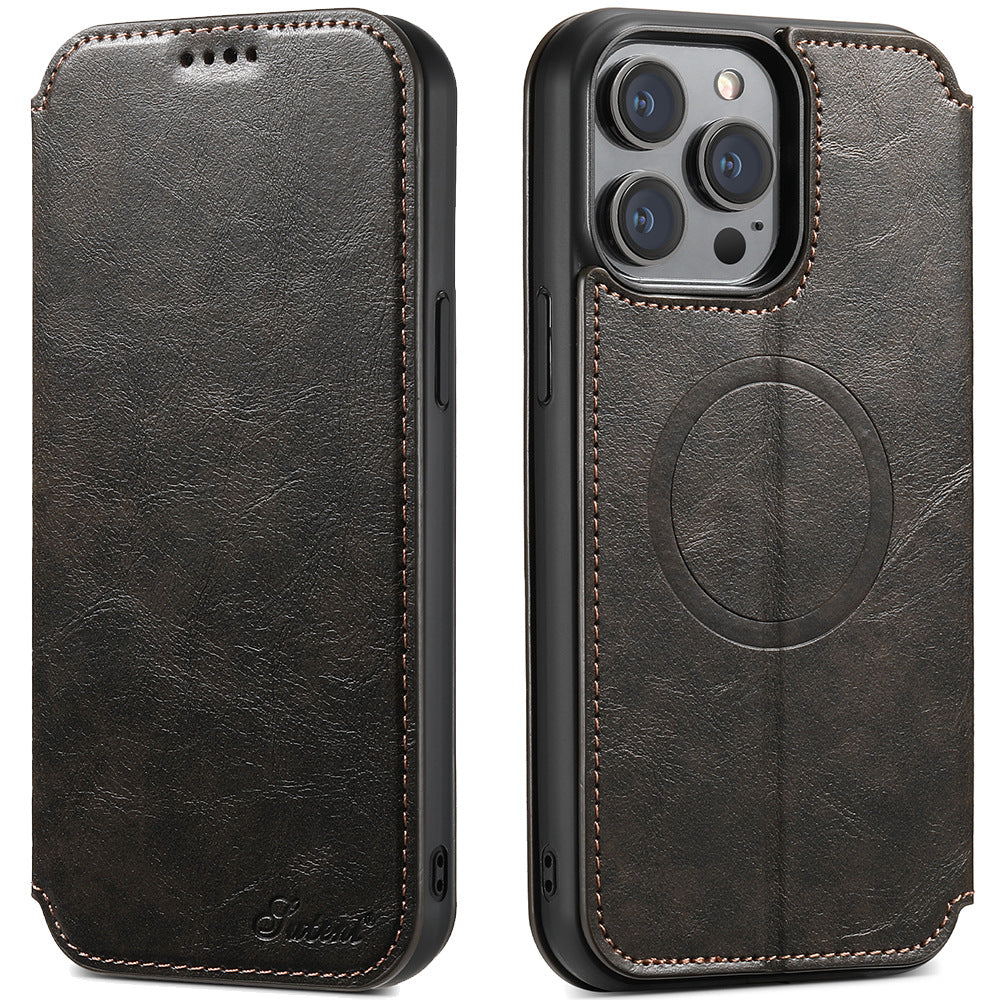 Magnetic Wireless Charger Protective Leather iPhone Case - Mobile Gadget HQ
