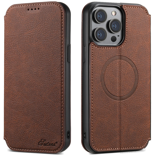 Magnetic Wireless Charger Protective Leather iPhone Case - Mobile Gadget HQ