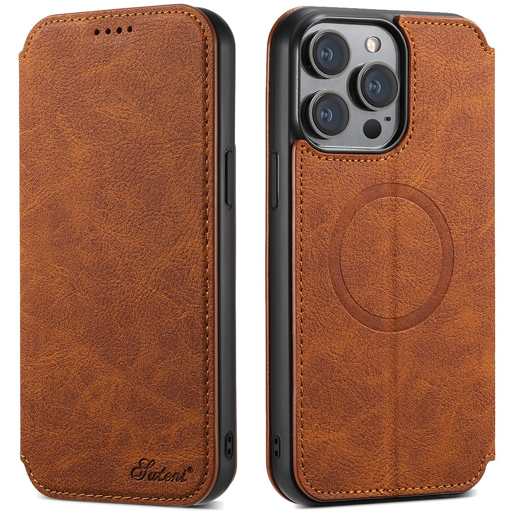 Magnetic Wireless Charger Protective Leather iPhone Case - Mobile Gadget HQ