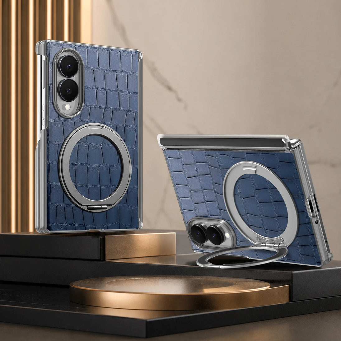 Military grade shockproof protection corners on Galaxy Z Fold 8 luxury leather cover
