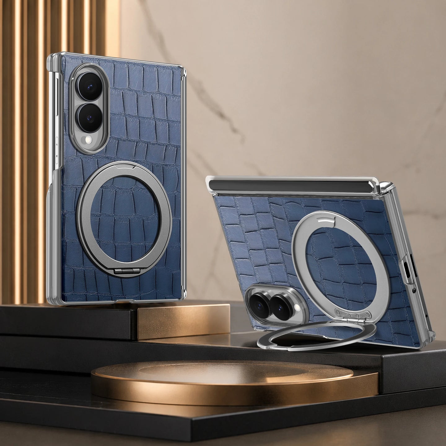 Military grade shockproof protection corners on Galaxy Z Fold 8 luxury leather cover