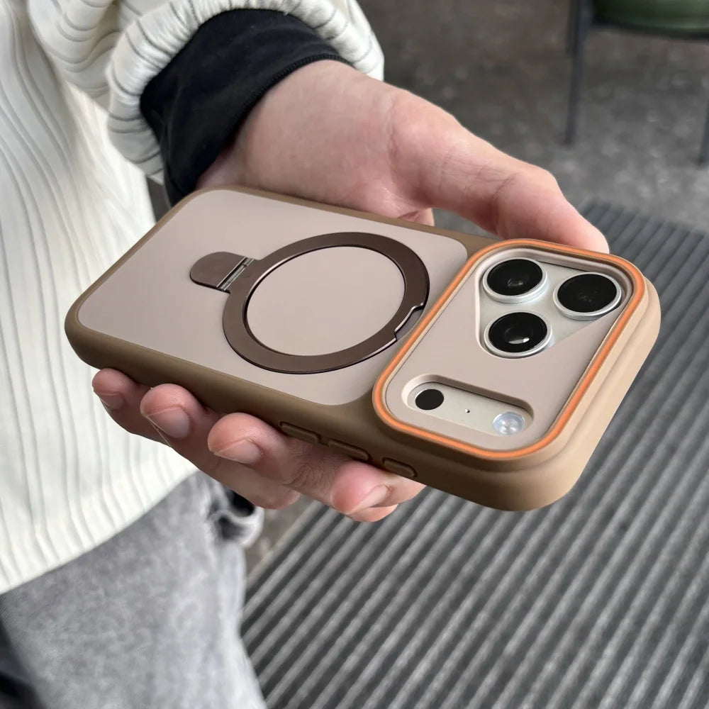 iPhone 18 17 Luxury MagSafe Case with Metal Ring Kickstand