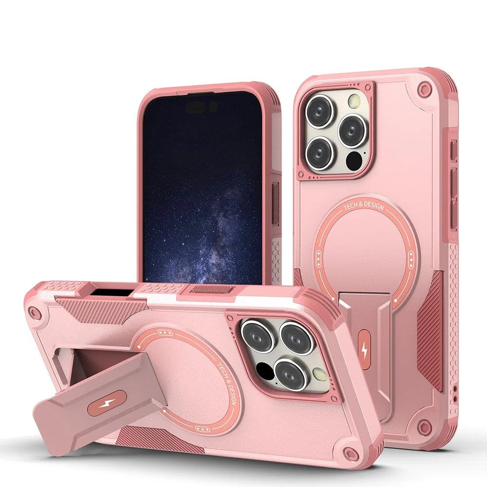 Pink Shockproof Armor MagSafe Case for iPhone