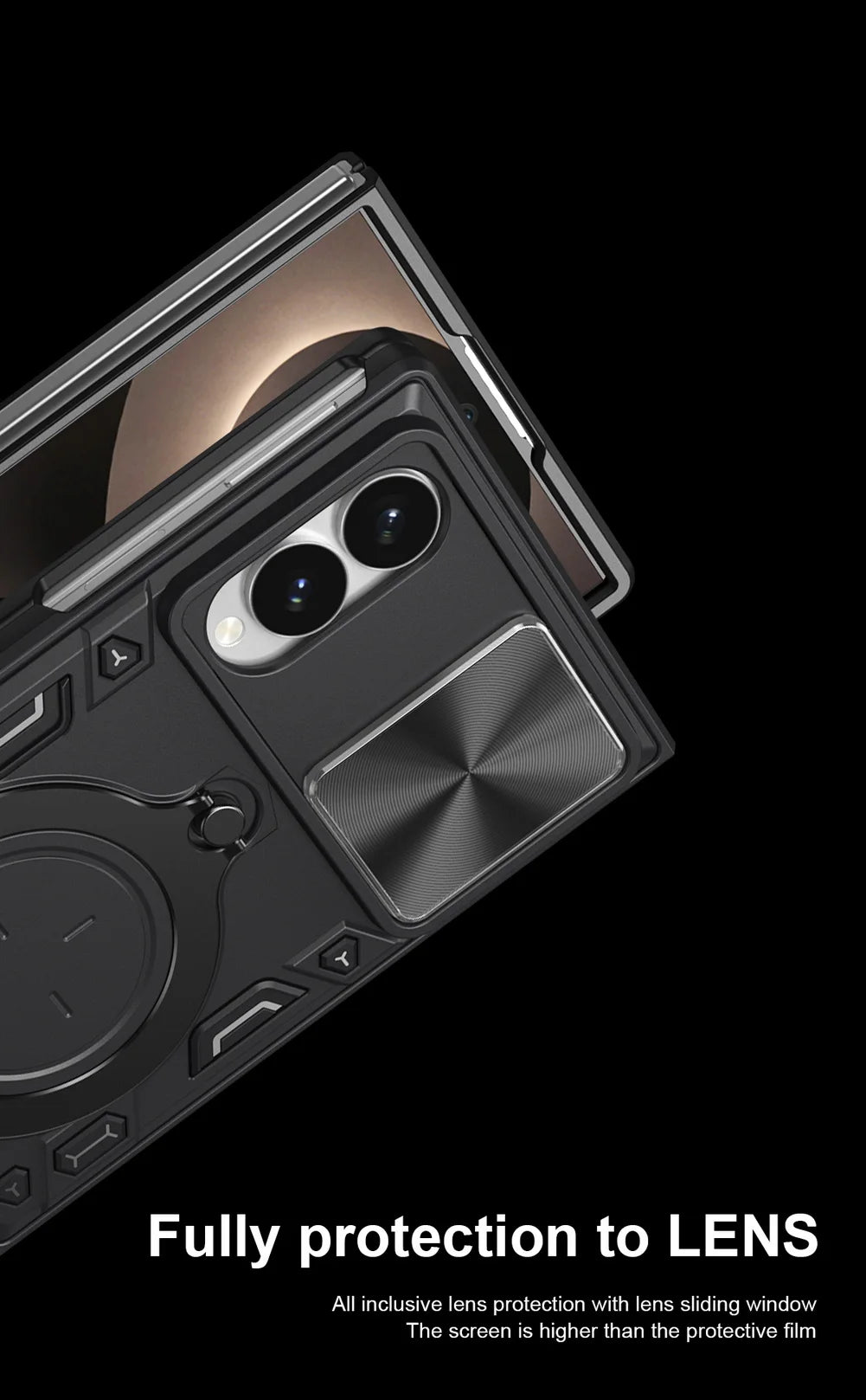Metal Ring Samsung Z Fold smartphone cases. 
