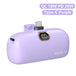 Purple power bank with digital display and charging ports on a white background