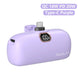 Purple power bank with digital display and charging ports on a white background