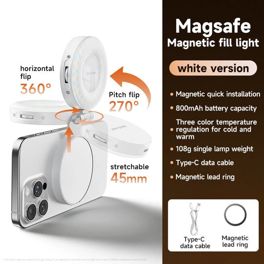 flip dimming selfie light with mirror