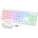 White keyboard and mouse set Wireless keyboard and mouse combo RGB backlit