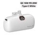 White power bank with digital display and USB-C port on a white background